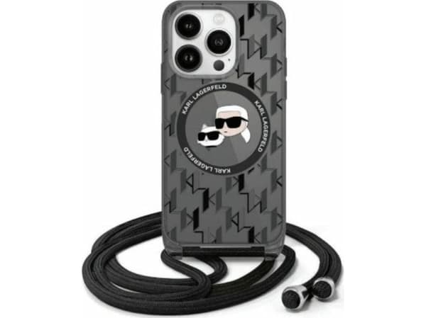 Karl Lagerfeld Karl Lagerfeld KLHMP16SHCKCKLCK iPhone 16 6.1" czarny/black hardcase IML Crossbody Monogram Karl & Choupette Head MagSafe
