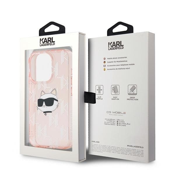 Karl Lagerfeld iPhone 15 Pro Max Mobilskal IML Choupette Head - Rosa