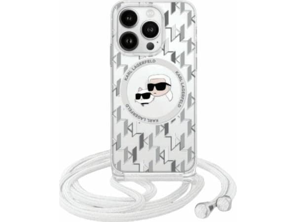 Karl Lagerfeld Karl Lagerfeld KLHMP16SHCKCKLCT iPhone 16 6.1" transparent hardcase IML Crossbody Monogram Karl & Choupette Head MagSafe