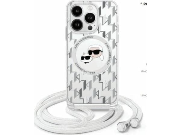 Karl Lagerfeld Karl Lagerfeld KLHMP16LHCKCKLCT iPhone 16 Pro 6.3" transparent hardcase IML Crossbody Monogram Karl & Choupette Head MagSafe