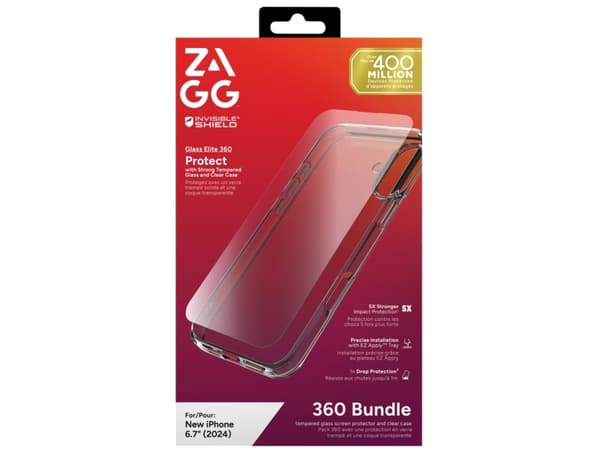 Zagg InvisibleShield Glass Elite 360 - Matkapuhelimen takakuori - kirkas - karkaistulla suojalasilla - Apple iPhone 16 Plus -puhelimelle