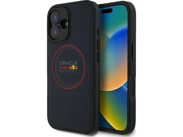 Red Bull Red Bull Red Bull Red Bull Red Bull PU-nahka Red Ring MagSafe -kotelo iPhone 16 Plus -puhelimelle laivastonsininen