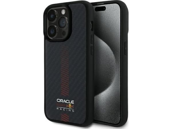 Red Bull Red Bull Red Bull Carbon Powerbar MagSafe-deksel til din Apple iPhone 14 Pro i svart