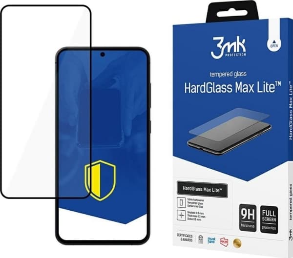 3MK HardGlass Max Lite Musta karkaistu lasi Samsung Galaxy S25 mustalle/mustalle lasille