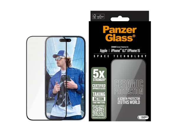 PanzerGlass ® Ceramic Screen Protector iPhone 16 | 15 | Ultra-Wide Fit