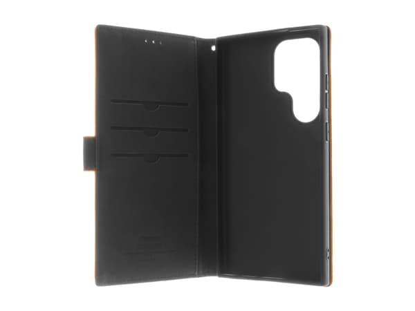 Insmat Premium - Lommebok for mobiltelefon - ekte skinn, kartong+papir+aluminiumsfolie, termoplast-polyuretan (TPU), bomullssting - brun - for Samsun
