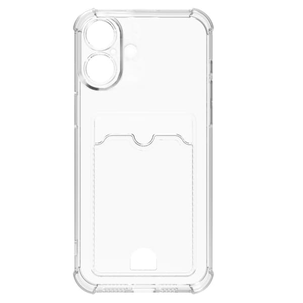 iPhone 16 2-i-1 Tunt Transparent Skal med Kortfack