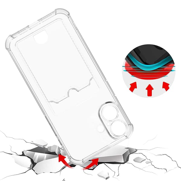 iPhone 16 2-i-1 Tunt Transparent Skal med Kortfack