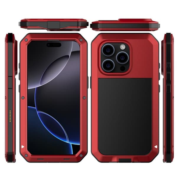 iPhone 16 Pro Max - Skyddande HEAVY DUTY Aluminium Skal Röd