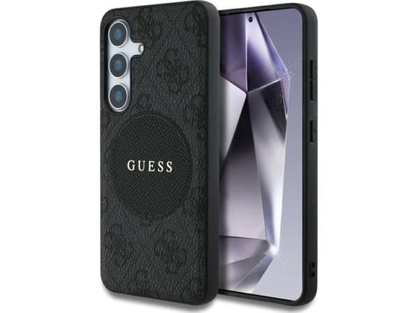 Guess 4G Pyöreä Patch Classic Logo MagSafe Samsung Galaxy S25+ tapauksessa musta