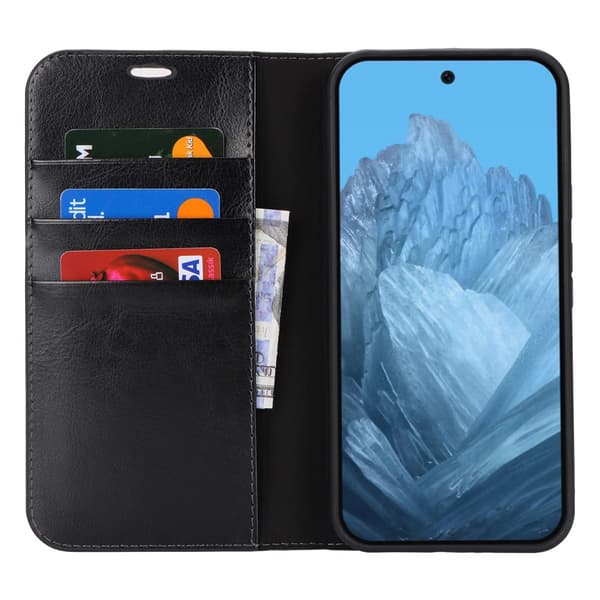 Mobilfodral Google Pixel 9 Pro XL Äkta Läder Svart