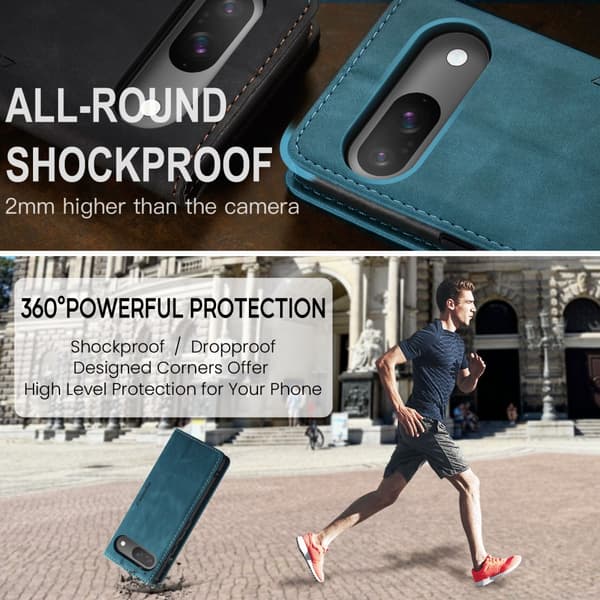 CaseMe Slim Plånboksfodral Google Pixel 9 Blå