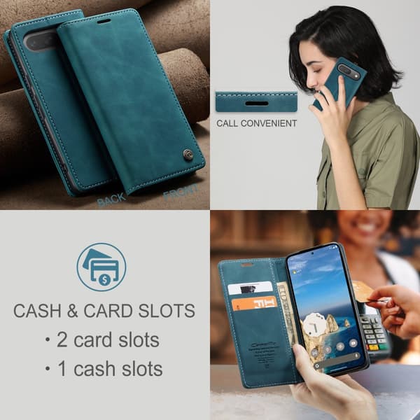 CaseMe Slim Plånboksfodral Google Pixel 9 Blå
