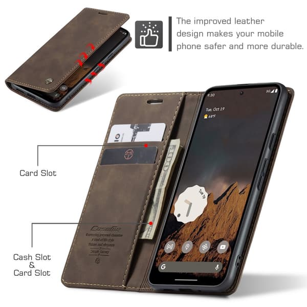 CaseMe Slim Plånboksfodral Google Pixel 9 Pro Brun