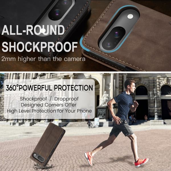 CaseMe Slim Plånboksfodral Google Pixel 9 Pro Brun