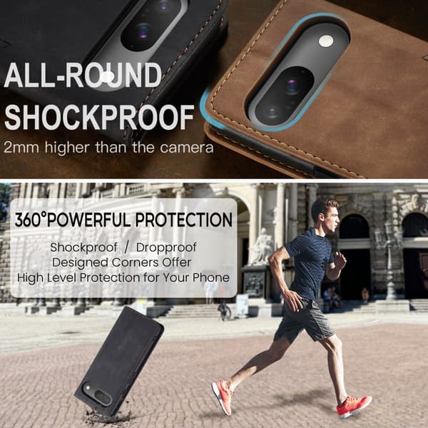 CaseMe Slim Plånboksfodral Google Pixel 9 Svart