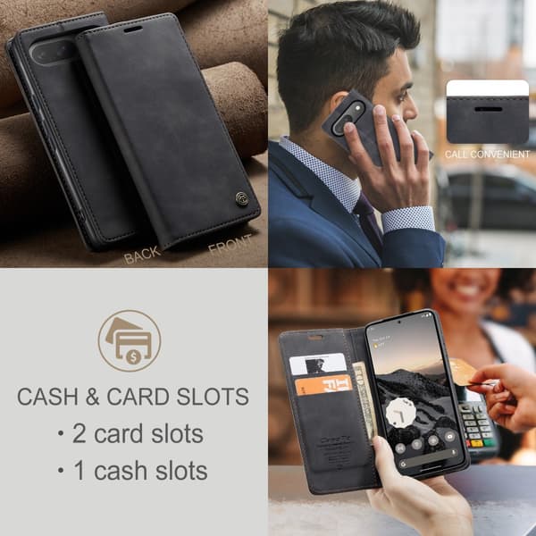 CaseMe Slim Plånboksfodral Google Pixel 9 Svart