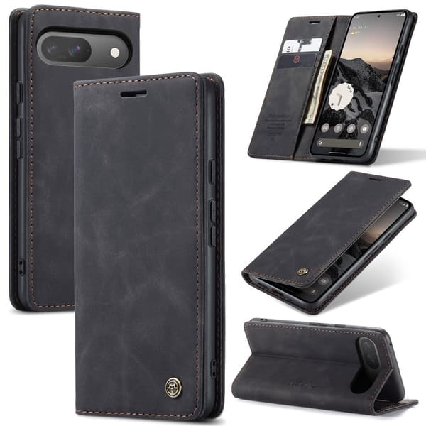 CaseMe Slim Plånboksfodral Google Pixel 9 Svart