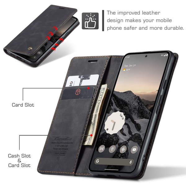 CaseMe Slim Plånboksfodral Google Pixel 9 Pro Svart