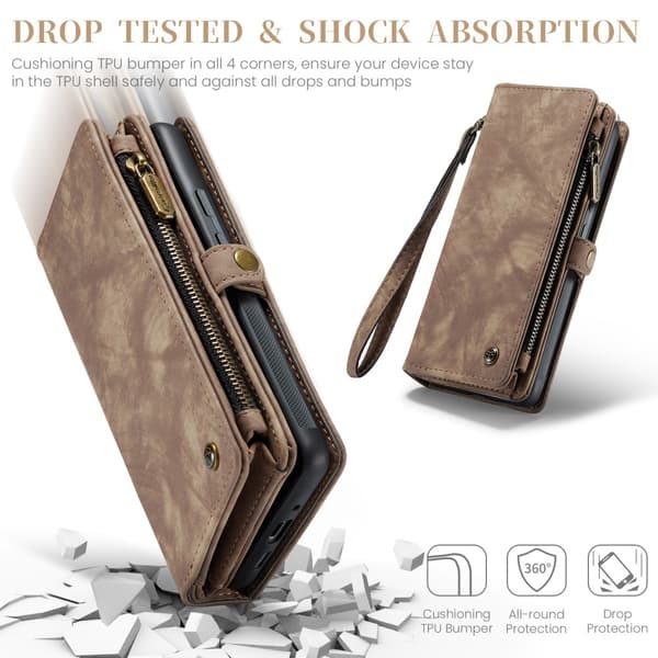 CaseMe Multi-Slot 2 i 1 Plånboksfodral Google Pixel 9 Pro XL Brun
