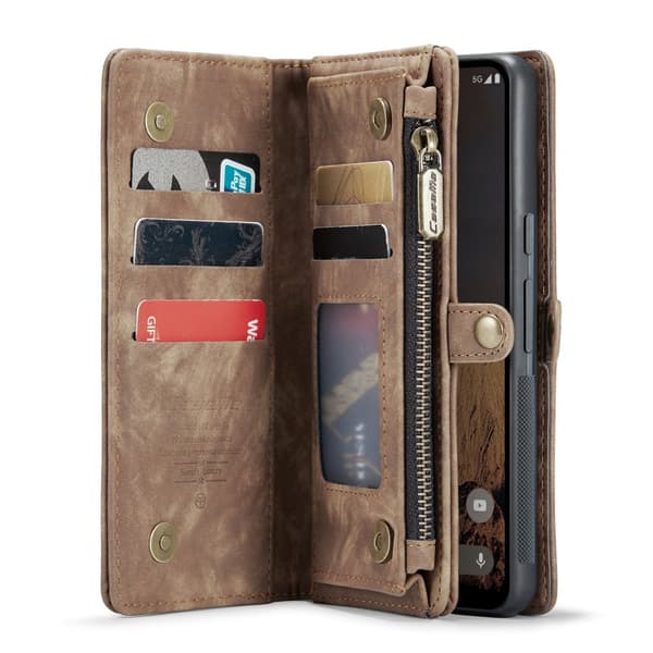 CaseMe Multi-Slot 2 i 1 Plånboksfodral Google Pixel 9 Pro XL Brun