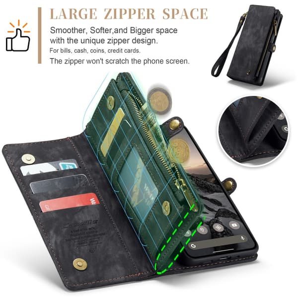 CaseMe Multi-Slot 2 i 1 Plånboksfodral Google Pixel 9 Pro XL Svart