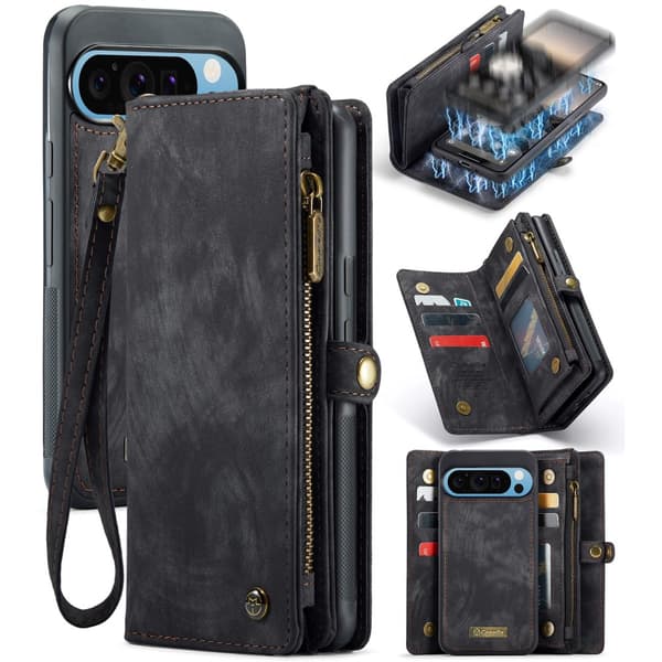 CaseMe Multi-Slot 2 i 1 Plånboksfodral Google Pixel 9 Pro XL Svart