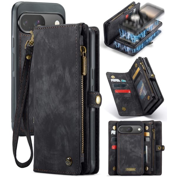 CaseMe Multi-Slot 2 i 1 Plånboksfodral Google Pixel 9 Svart