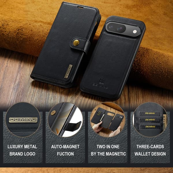 DG.MING 2-in-1 Magnet Wallet Google Pixel 9 Pro Black