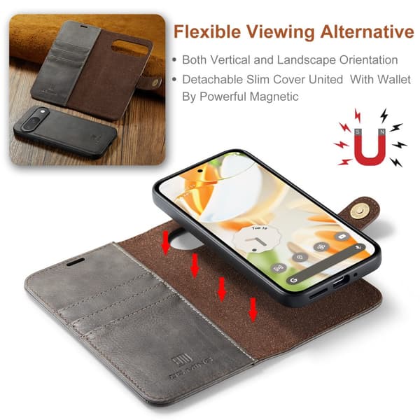 DG.MING 2-in-1 Magnet Wallet Google Pixel 9 Pro Brown