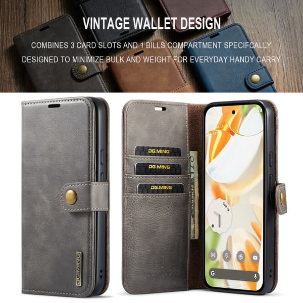 DG.MING 2-in-1 Magnet Wallet Google Pixel 9 Pro Brown