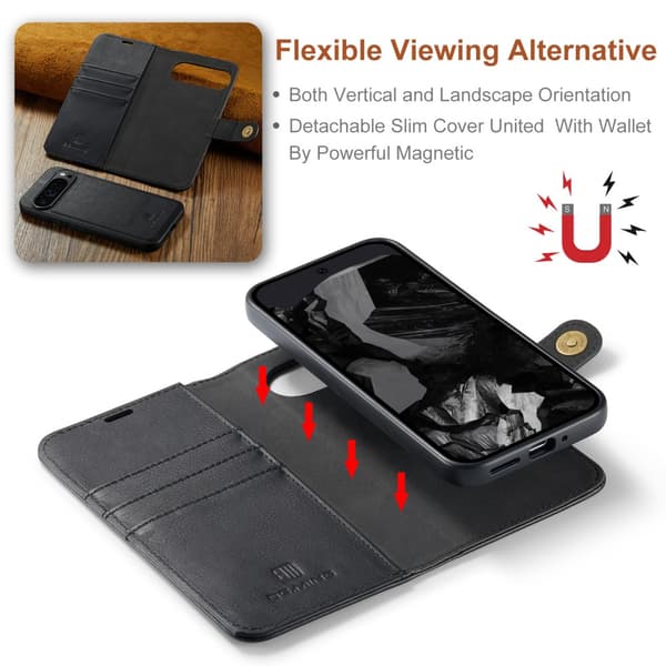 DG.MING 2-in-1 Magnet Wallet Google Pixel 9 Pro XL Black