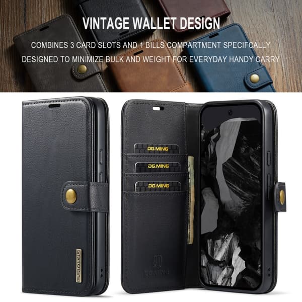 DG.MING 2-in-1 Magnet Wallet Google Pixel 9 Pro XL Black