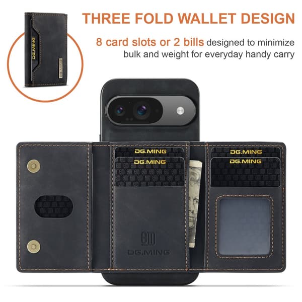 DG.MING Magnetic Card Slot Case Google Pixel 9 Pro Black