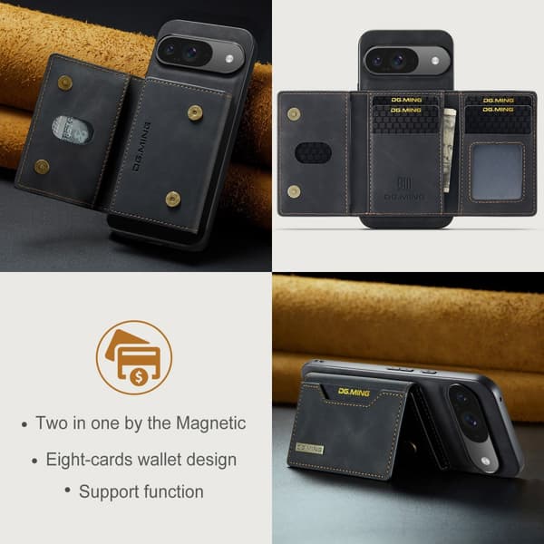 DG.MING Magnetic Card Slot Case Google Pixel 9 Pro Black