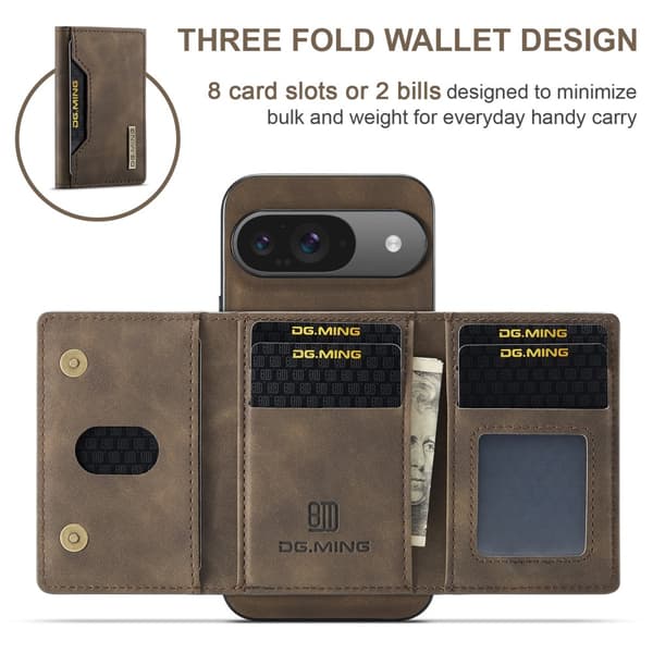 DG.MING Magnetic Card Slot Case Google Pixel 9 Brown