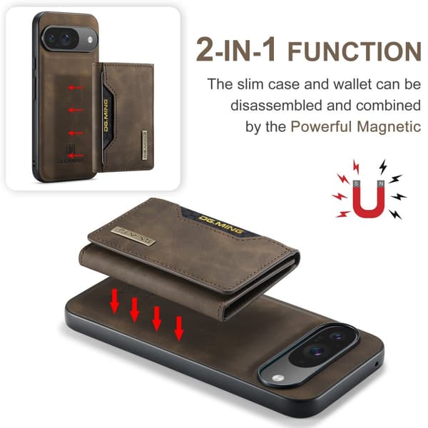 DG.MING Magnetic Card Slot Case Google Pixel 9 Brown