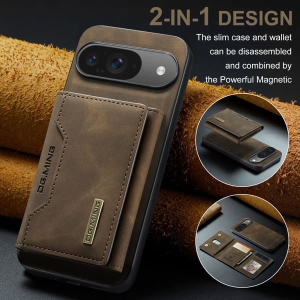 DG.MING Magnetic Card Slot Case Google Pixel 9 Brown