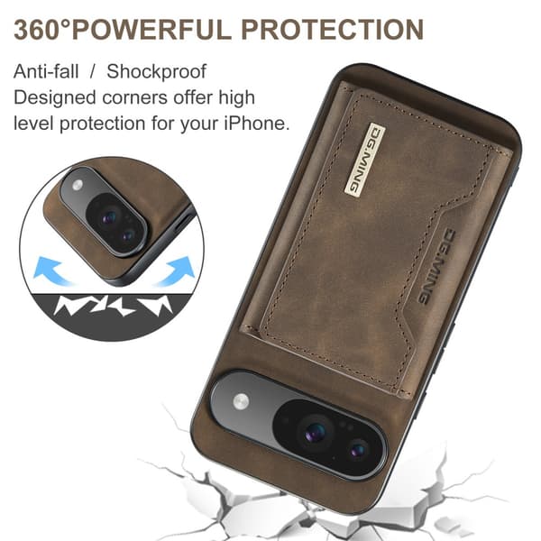 DG.MING Magnetic Card Slot Case Google Pixel 9 Brown