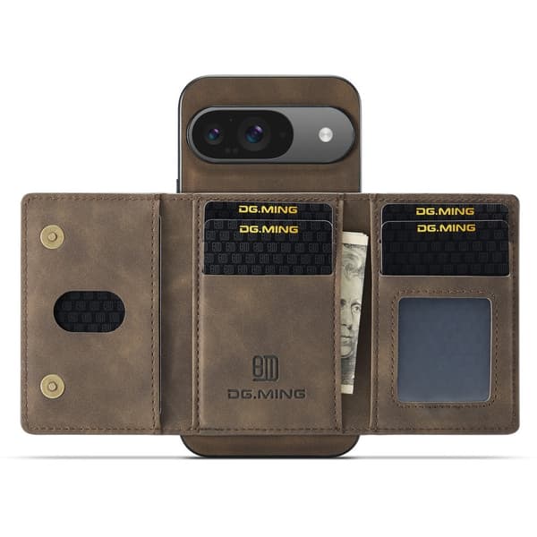 DG.MING Magnetic Card Slot Case Google Pixel 9 Brown