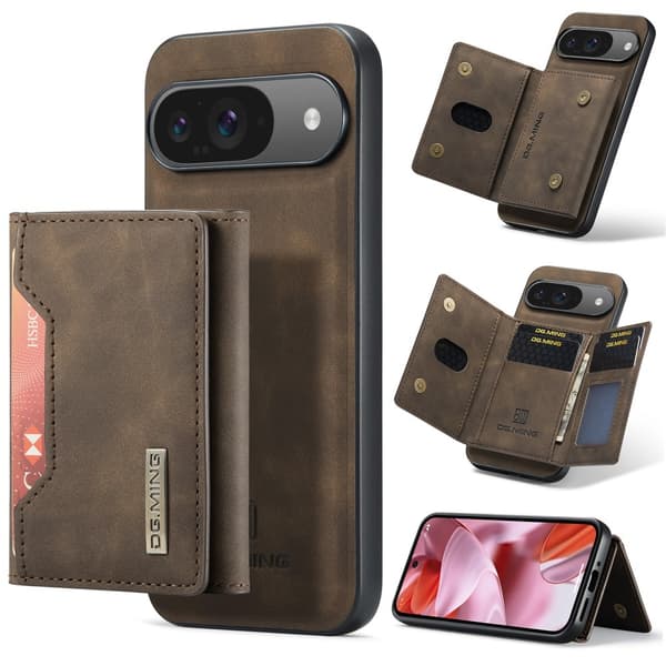 DG.MING Magnetic Card Slot Case Google Pixel 9 Brown