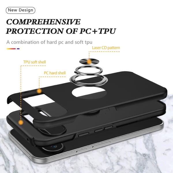 Google Pixel 9 Pro Skal Med Magnetisk Ringhållare Svart