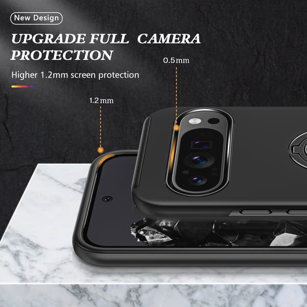 Google Pixel 9 Pro Skal Med Magnetisk Ringhållare Svart