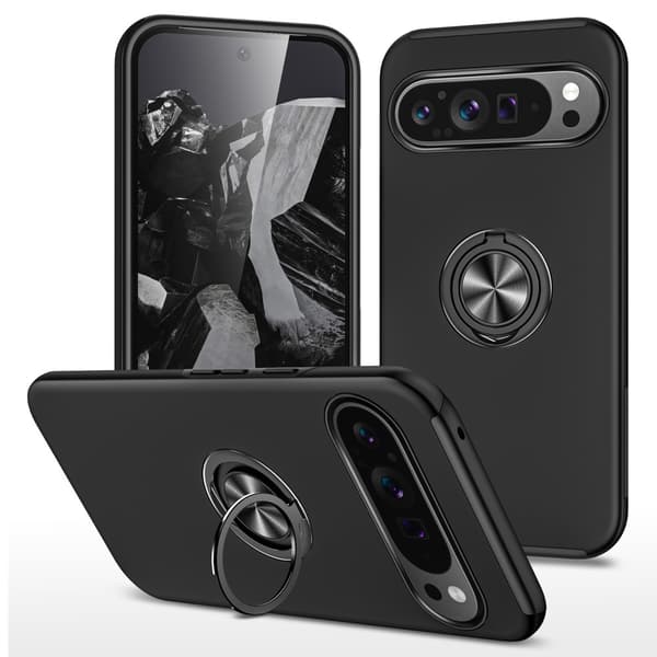 Google Pixel 9 Pro Skal Med Magnetisk Ringhållare Svart