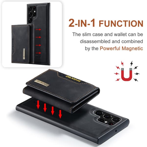 DG.MING 2 in 1 Magnetic Card Slot Case Samsung Galaxy S25 Ultra Black