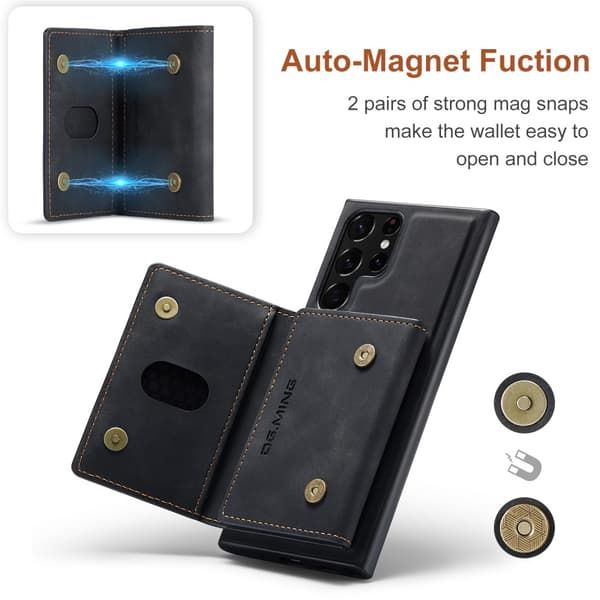 DG.MING 2 in 1 Magnetic Card Slot Case Samsung Galaxy S25 Ultra Black