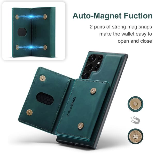 DG.MING 2 in 1 Magnetic Card Slot Case Samsung Galaxy S25 Ultra Green