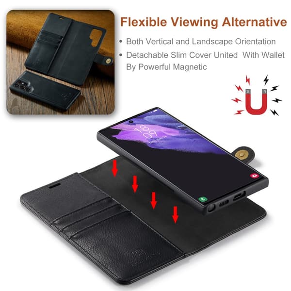 DG.MING 2-in-1 Magnet Wallet Samsung Galaxy S25 Ultra Black