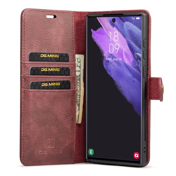DG.MING 2-in-1 Magnet Wallet Samsung Galaxy S25 Ultra Red