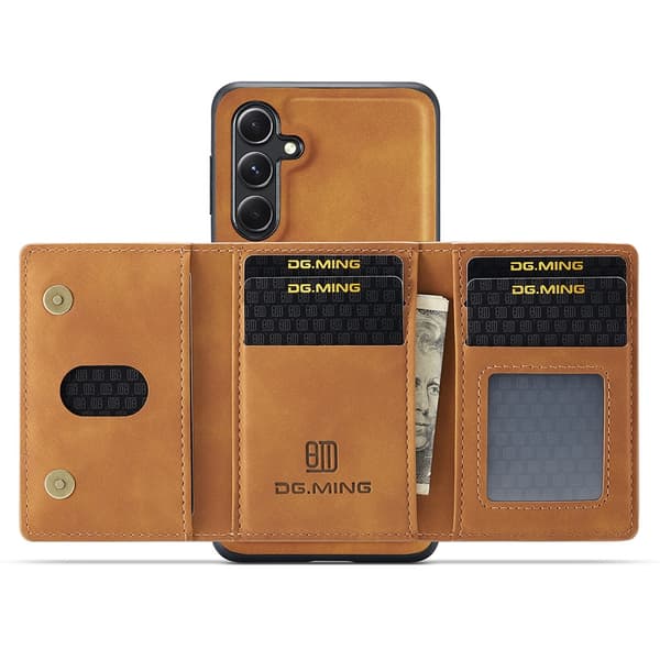 DG.MING 2 in 1 Magnetic Card Slot Case Samsung Galaxy S25 Plus Cognac